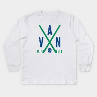 VAN Retro Sticks - White Kids Long Sleeve T-Shirt